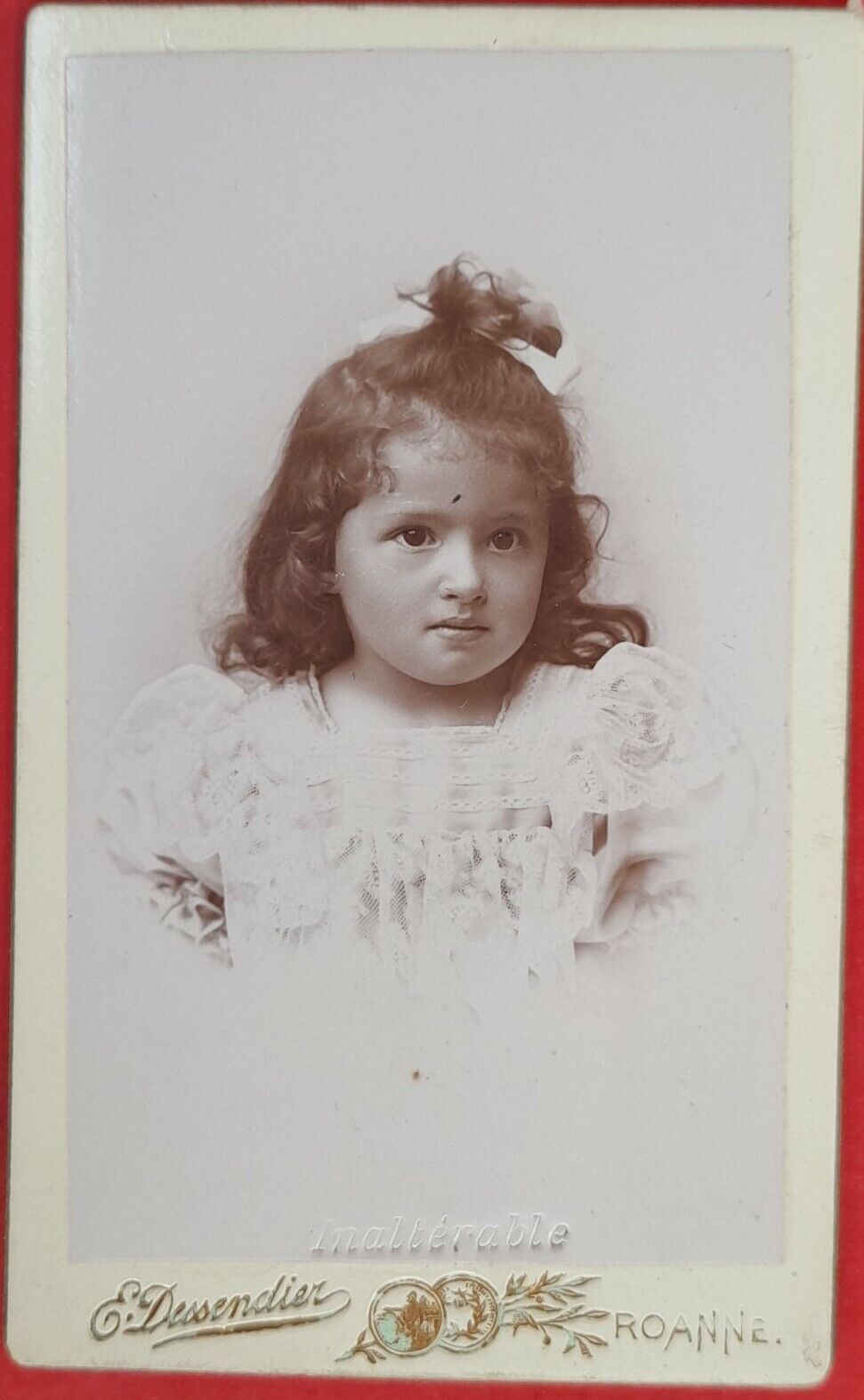Antique photo CDV portrait girl Jeanne suzanne Gabrielle Perrin in 1896 