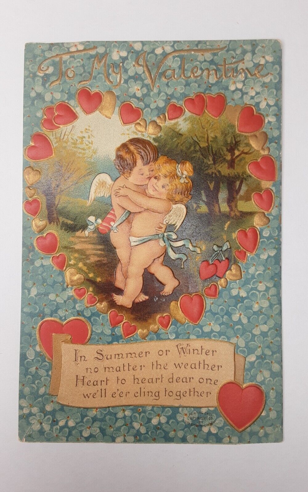 Valentine Post Card B B London Series 1501 Embossed Cupid And Psyche Unposted