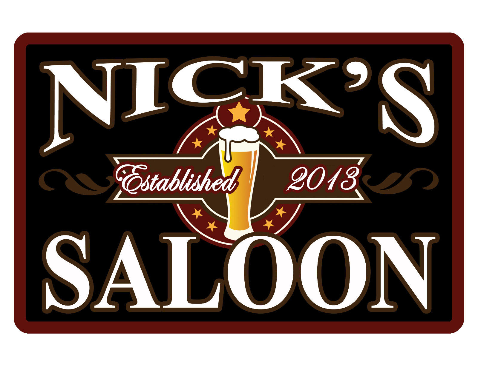 PERSONALIZED METAL SIGN YOUR NAME SALOON CUSTOM SIGN DURABLE FULL COLOR BAR1 103