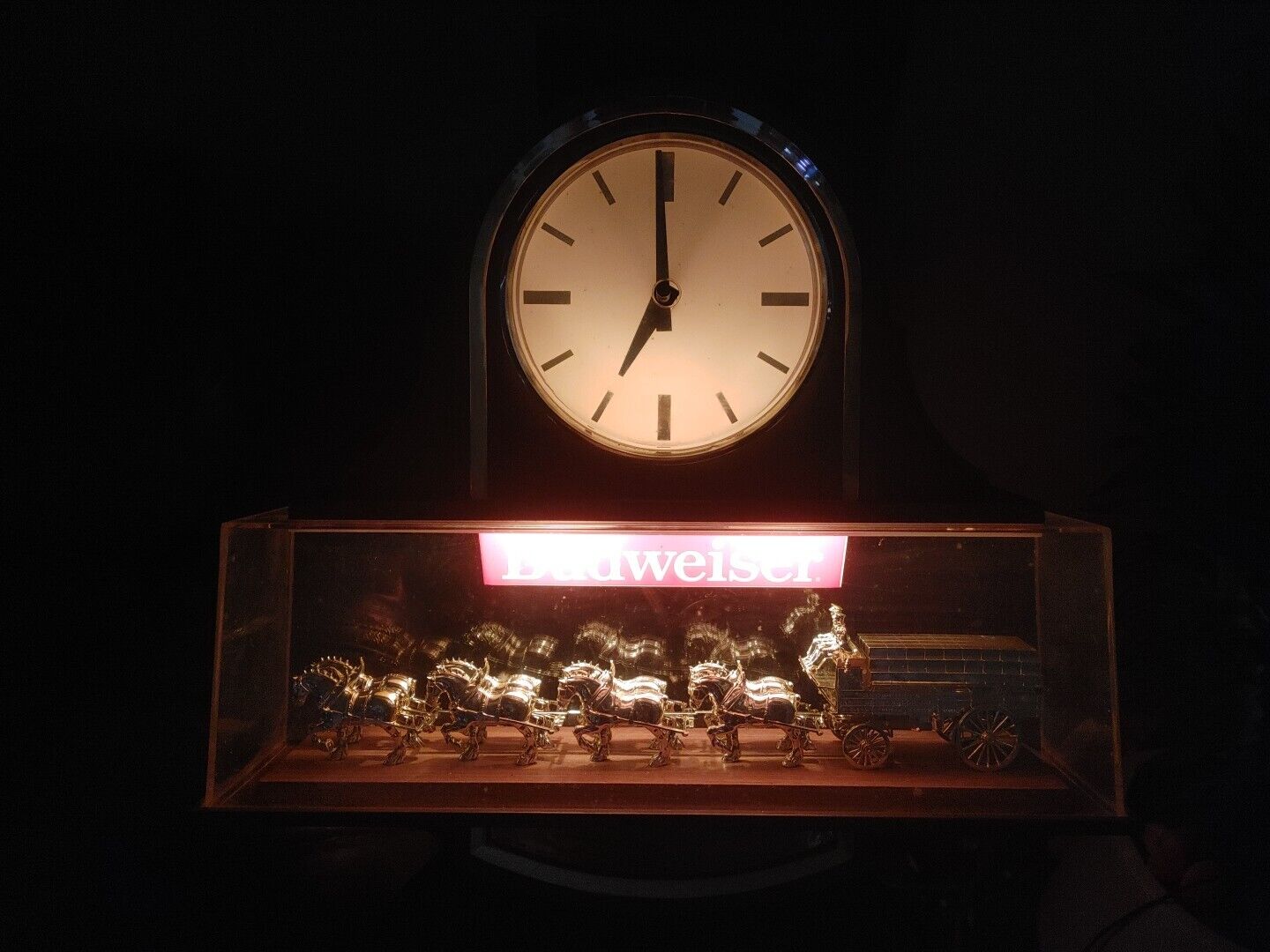 Vintage 1970’s Budweiser Clydesdales clock In Box Never Used * Mancave * Bling