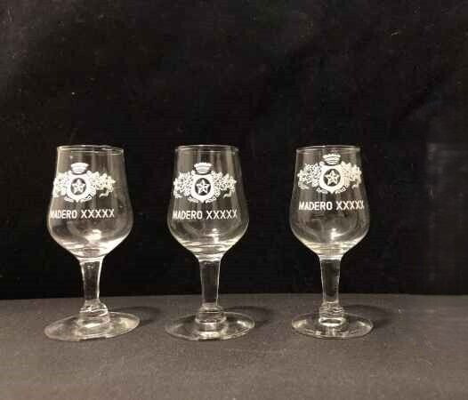 LOT Of 3 Madero XXXXX Shot Glasses Clear Stemmed Vintage 1970s ACL Advertisement