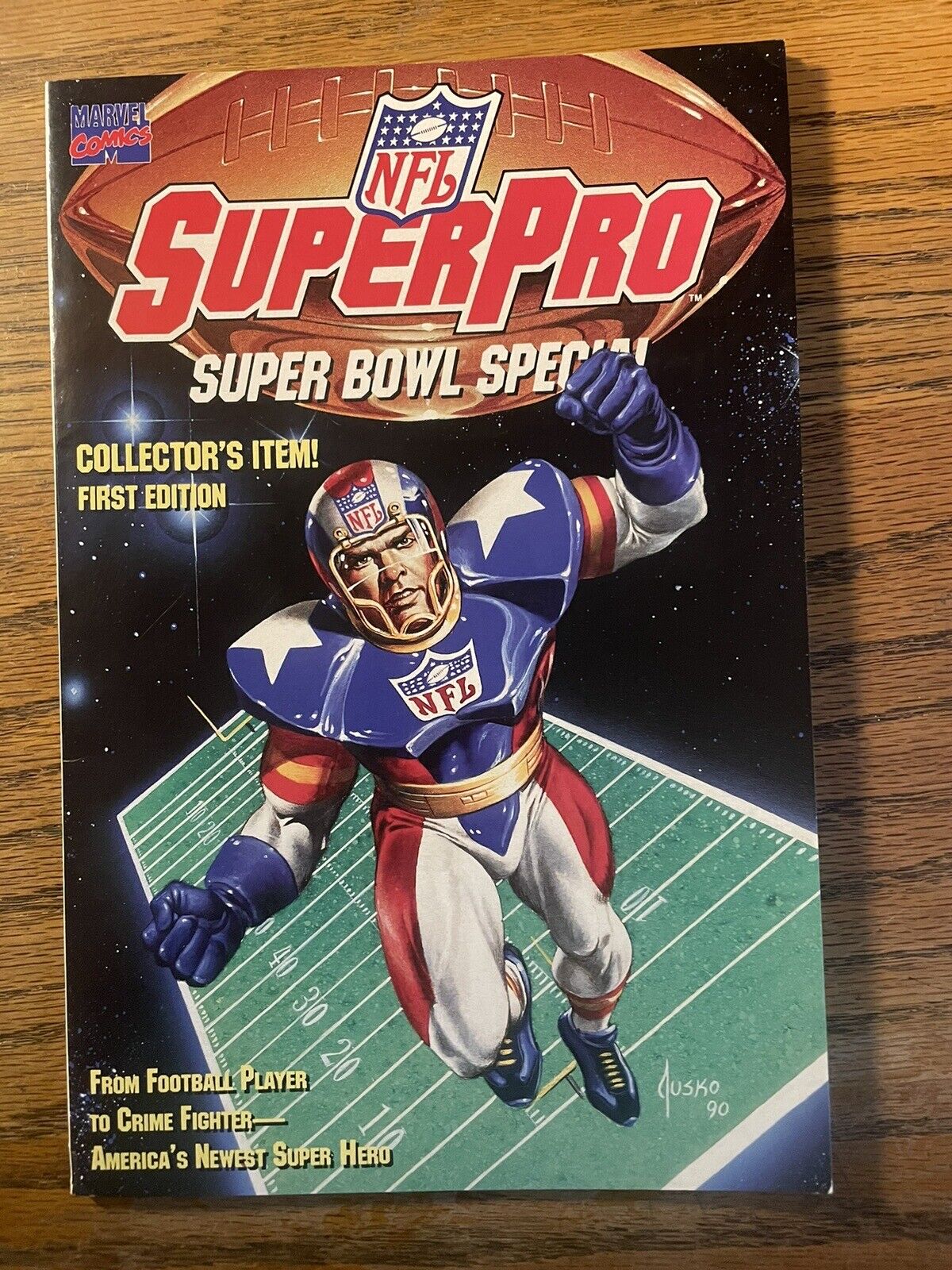 NFL SuperPro Super Bowl Special 1991 marvel Comic Book 1 ST ED. Boarded Mint