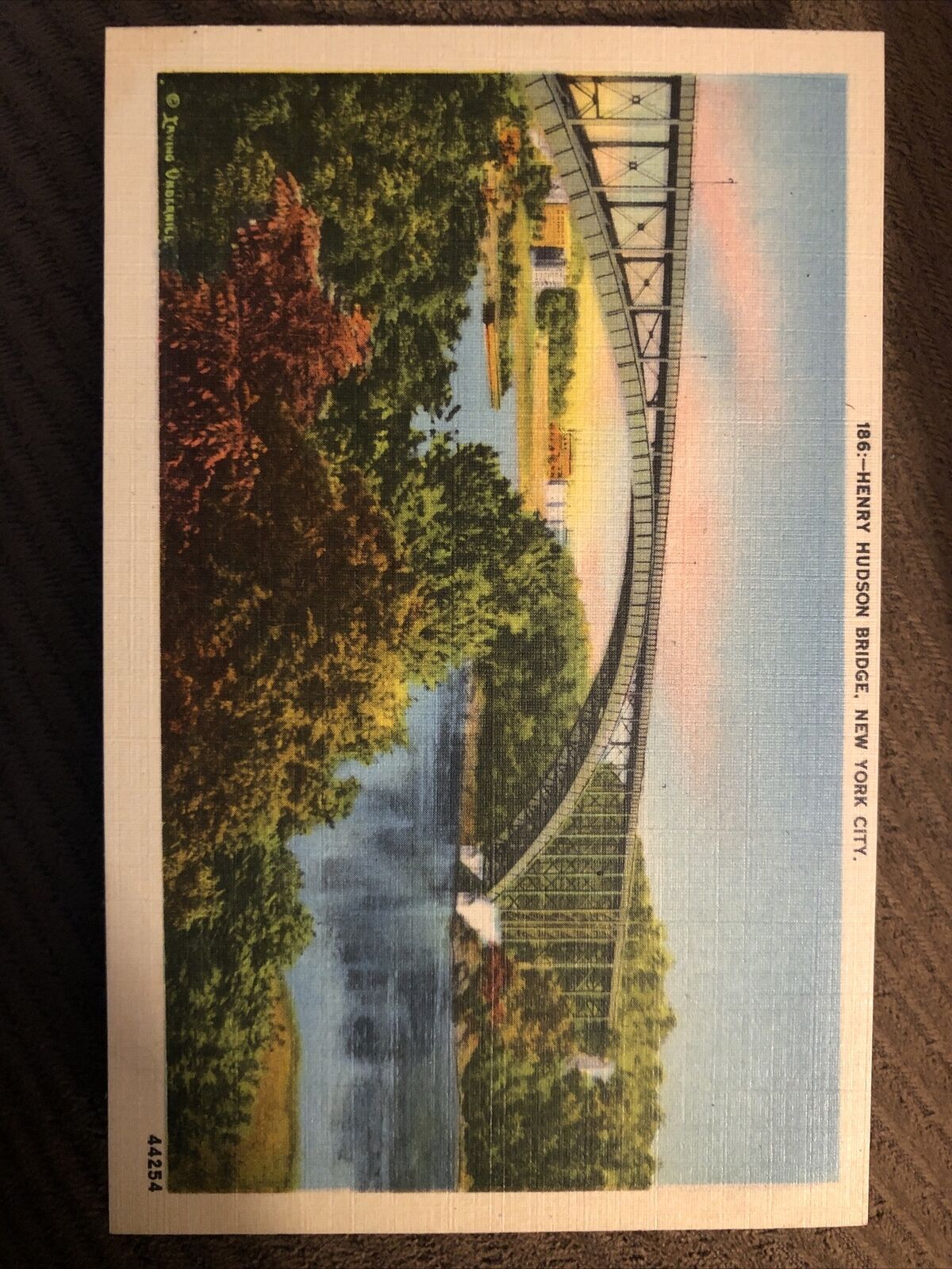 Vintage Linen Postcard Henry Hudson Bridge, New York City, New York. c1930s