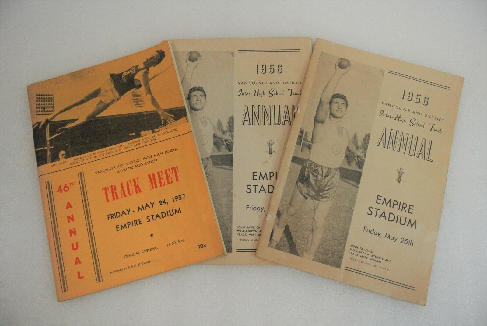 Track Meet Three Souvenir Programs Vintage Vancouver 1956 & 1957 Empire Stadium