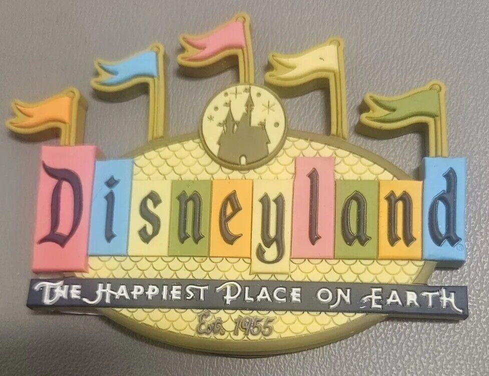 Disneyland 50th Anniversary Wide Rubber Magnet (2005) Original Logo HTF Happiest