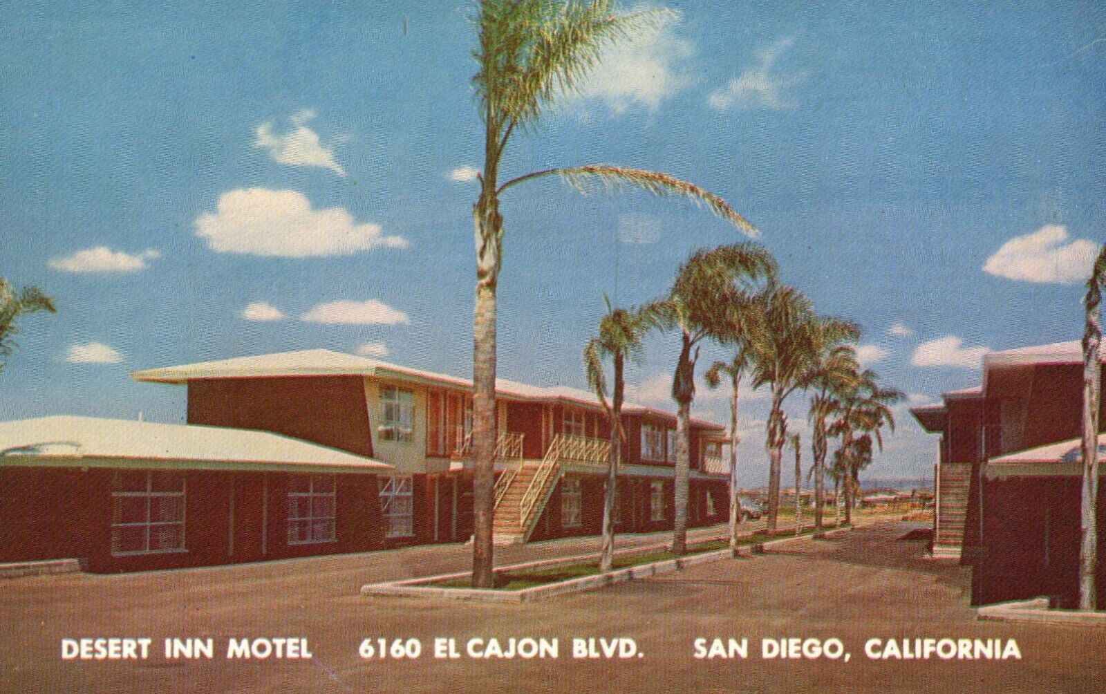 Postcard CA San Diego Desert Inn Motel 6160 Cajon Blvd Chrome Vintage PC H3517