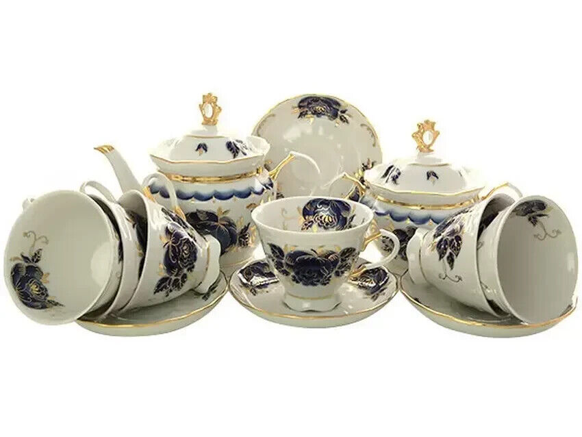 Dobrush European White Porcelain Tea Set \