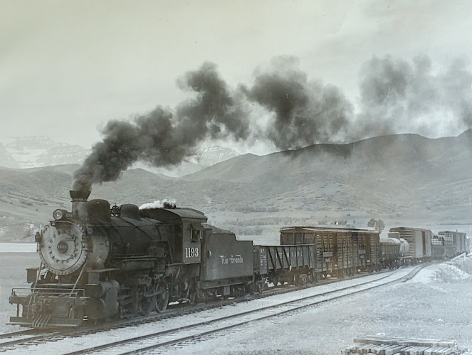 Kindig Black & White Photo DRGW Rio Grande Train #1193 Charleston Utah 1947 M13