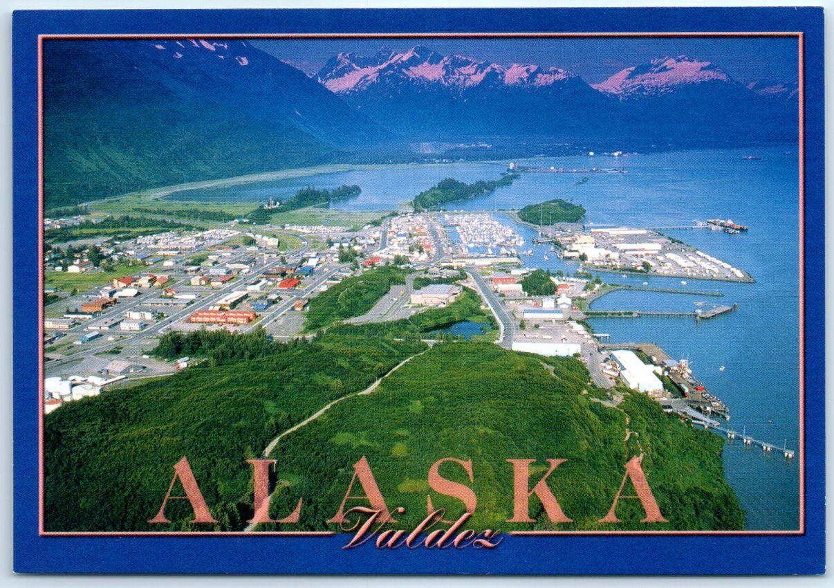 Postcard - Aerial View Of Downtown Valdez, Alaska