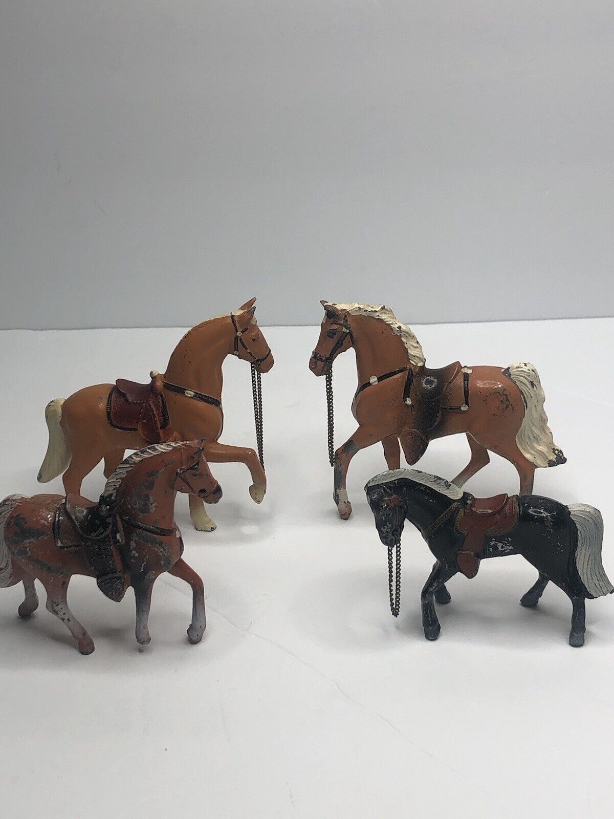 Vintage Metal Made In Japan Horses Figures Lot Of 4 Beautifully Made
