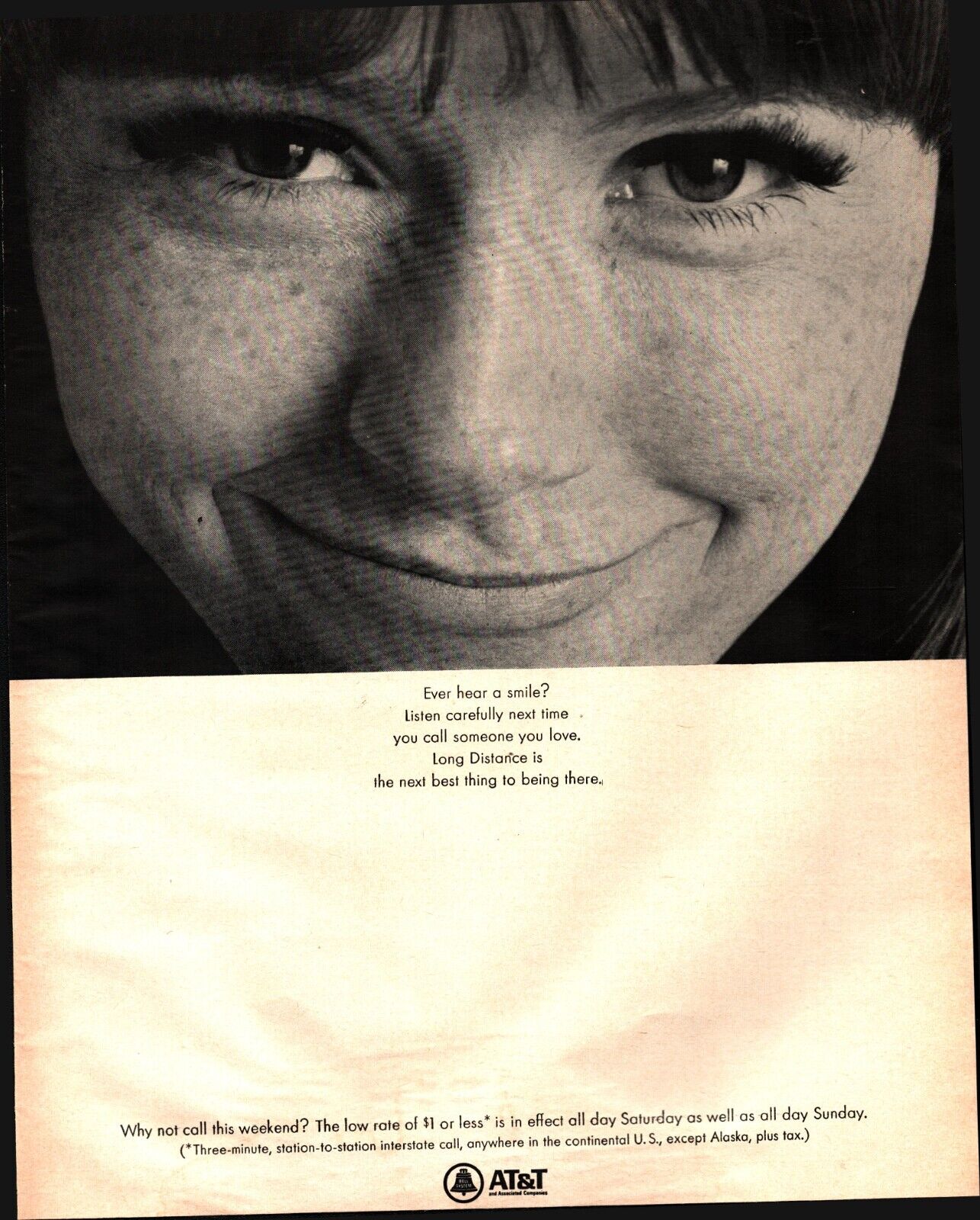 1968 AT&T Telephone Vintage Print Ad Long Distance Ever Hear A Smile pretty c4