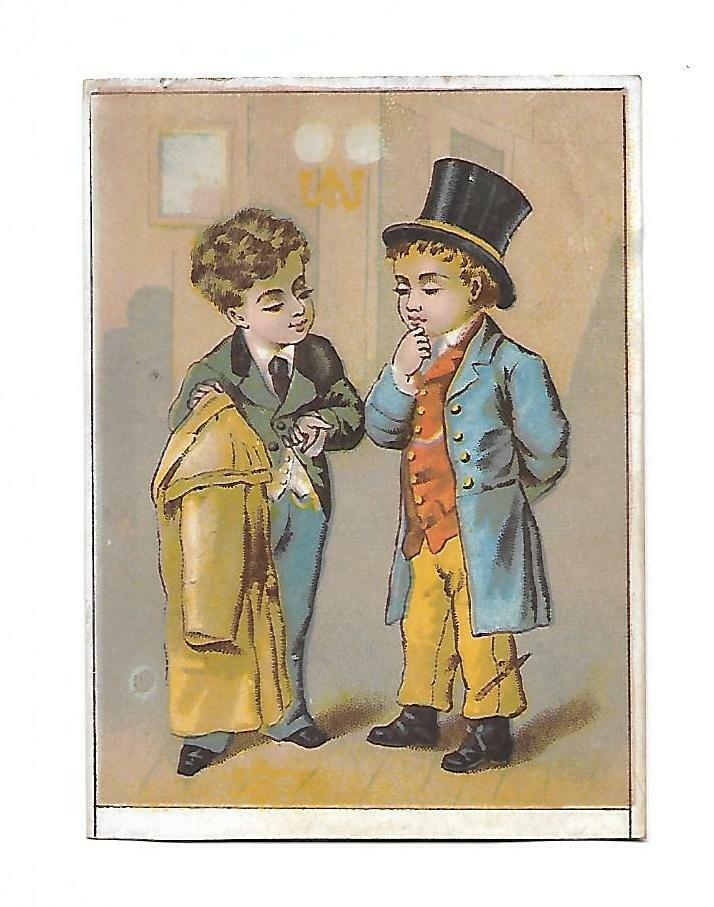 Boy Tailor Selling Tan Coat Top Hat No Advertising Vict Card c1880s