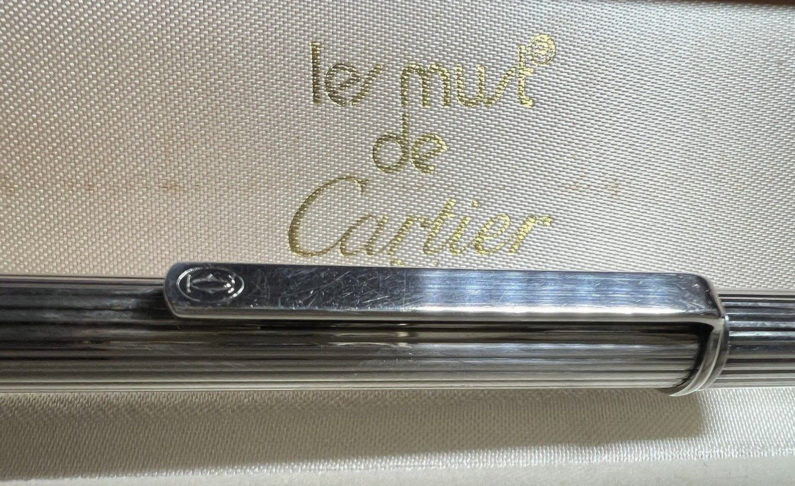 Les Must De Cartier Pen Sphere Plated Silver Marking With Pencil Case