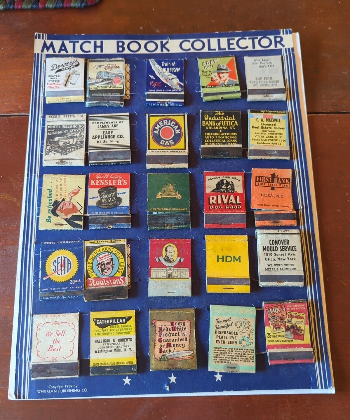 25 Vintage Matchbook Covers Advertisements Match Books in Display Cardboard 