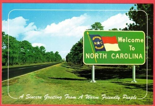 Welcome to North Carolina Vintage Continental Chrome Postcard Unposted