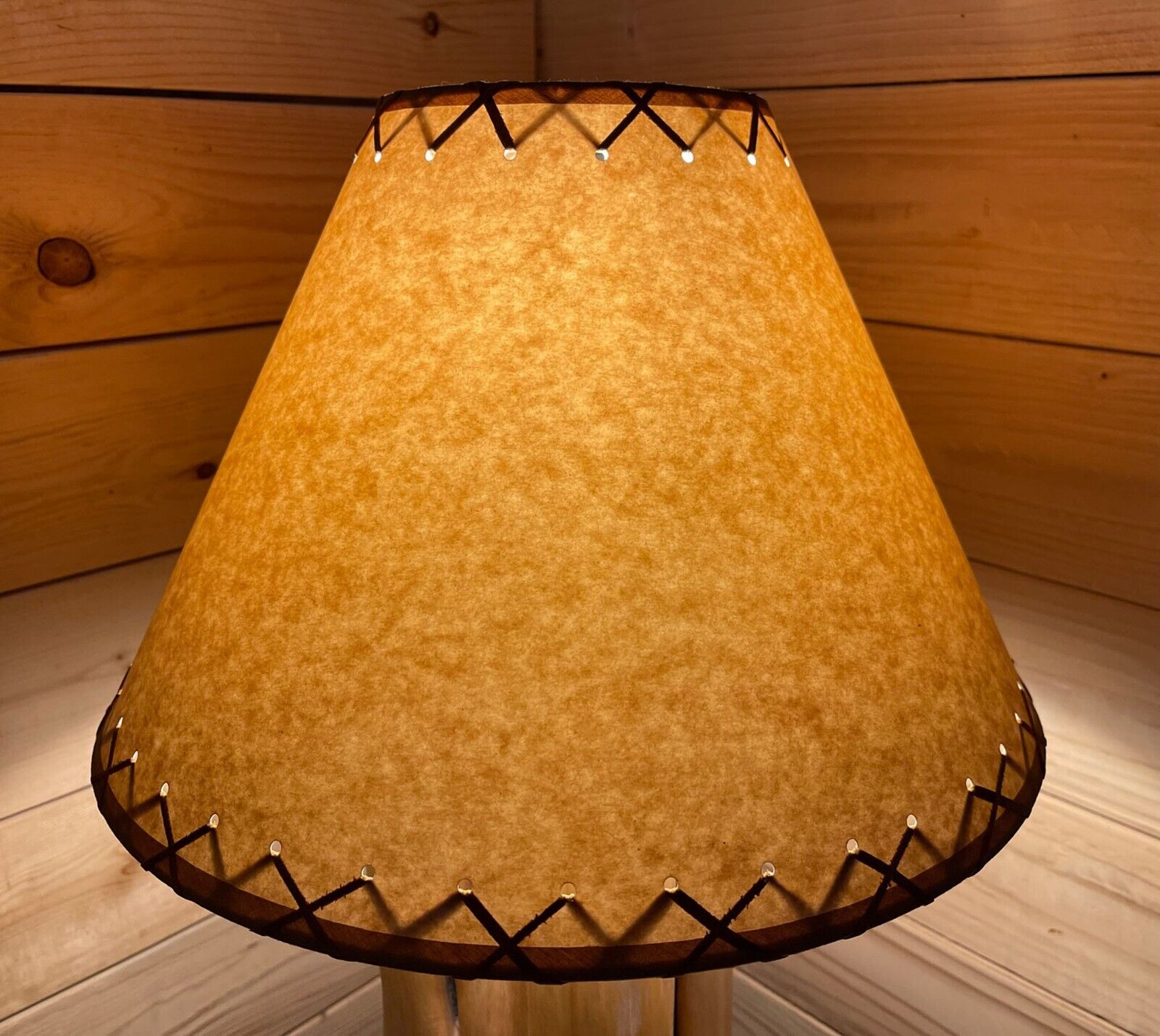 Rustic Oiled Kraft Laced Lamp Shade - 16\