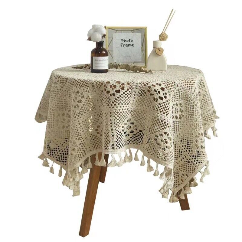 Vintage Handmade Crochet Lace Tablecloth Table Doily Wedding Party Dinner Decor