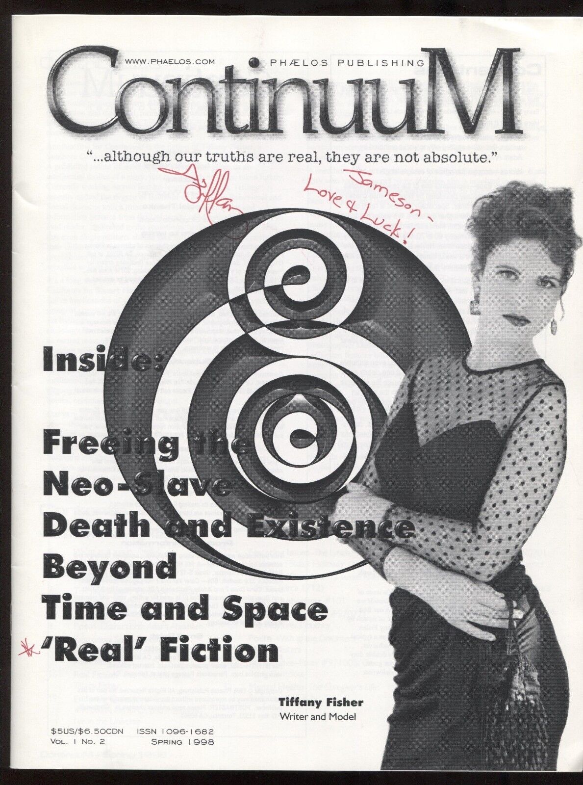Tiffany Fisher Signed Continuum Magazine Autographed Vintage Writer Signature 