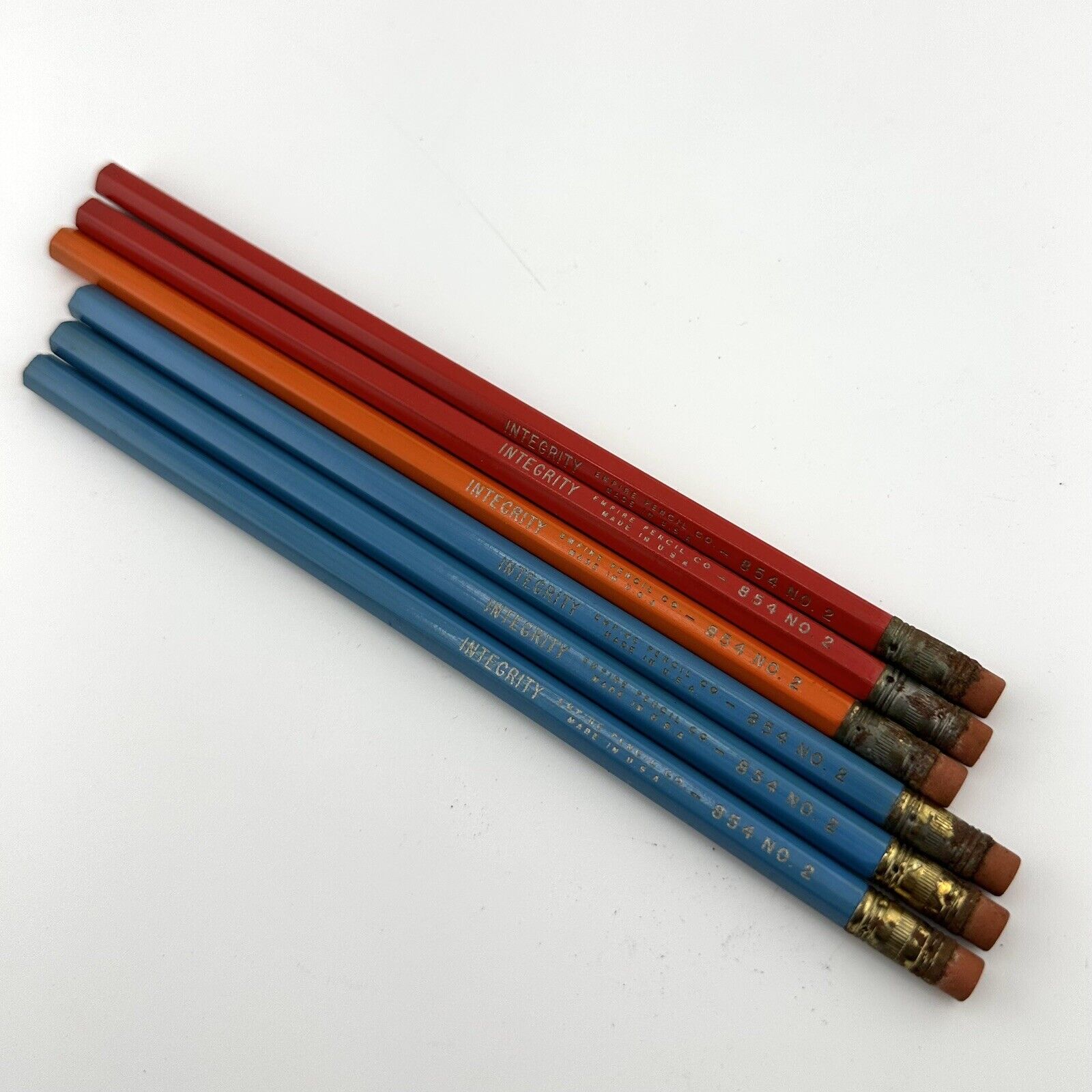 Vtg Empire Pencil Co Integrity 854 Lot Of 6 No. 2 Unsharpened Pencils Made USA