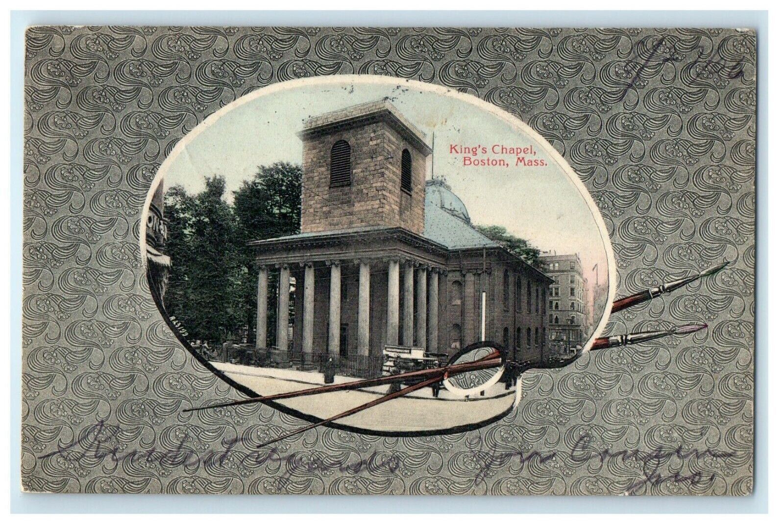 1906 King\'s Chapel Street View Boston Massachusetts MA Antique Postcard