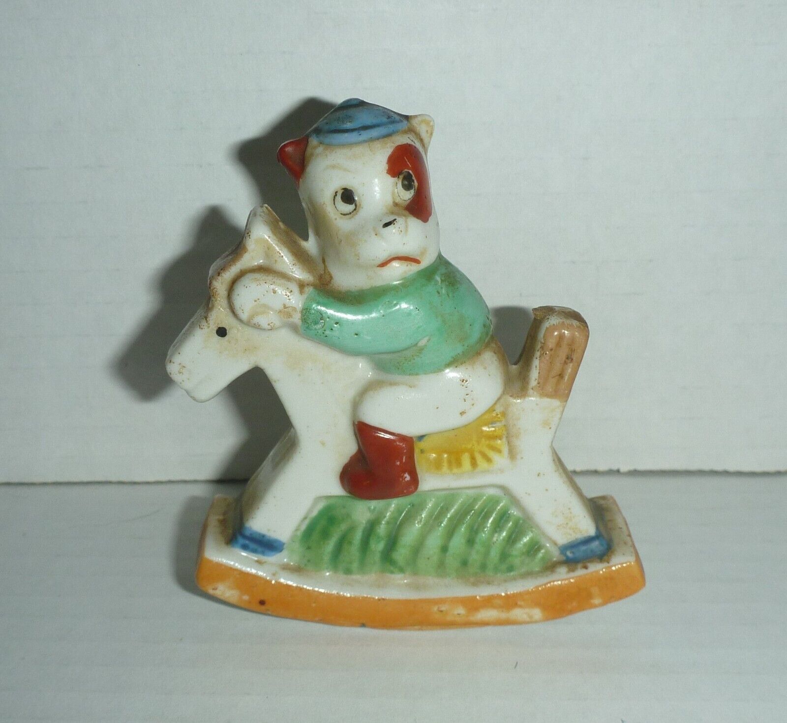 Vintage Dog on Rocking Horse Figurine Made in Japan