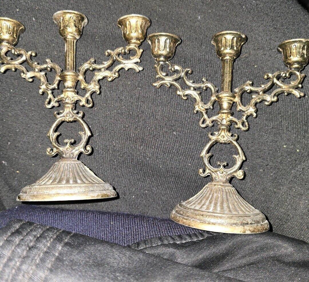 Vintage Mini Candelabra Triple Candle Holder 5\