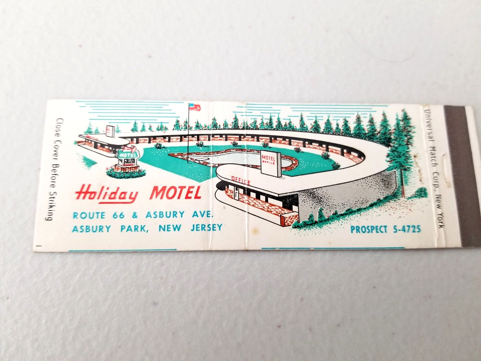Full Length Matchbook Cover. Holiday Motel, Asbury Park, New Jersey.