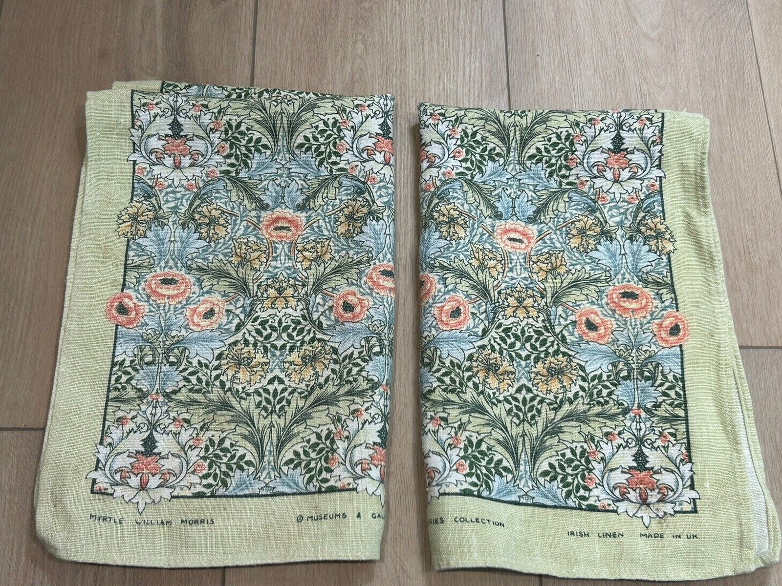 2 Vtg linen tea towels Myrtle William Morris Museums & Galleries Irish Ulster