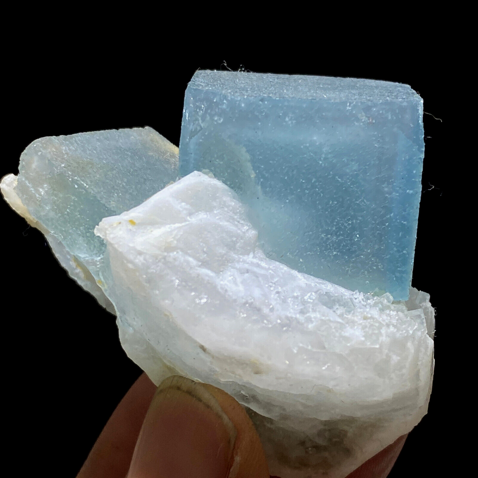 76g Translucent Blue Window Fluorite & Milky Quartz Crystal Mineral Specimen