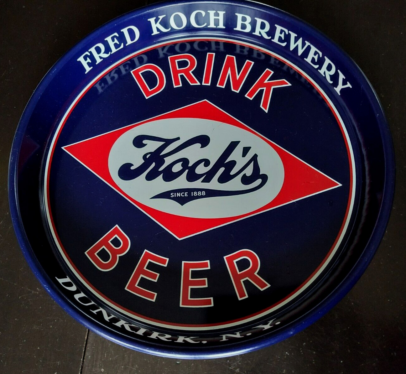 Vintage Fred Koch Brewery Dunkirk NY Drink Koch's Beer Tray - NICE Man Cave Art