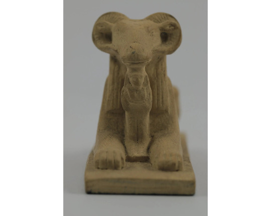 Old-fashioned Amun with the king under his Chin , made of Natural Limestone