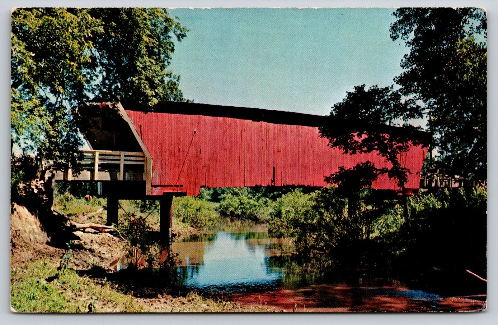 Winterset Iowa~Cedar Creek Casper Covered Bridge~Joe Graham & Co Vtg Postcard