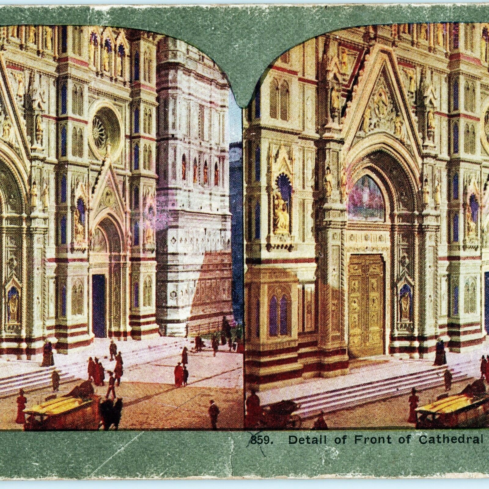 c1900s Florence, Italy Cathedral of Saint Mary Entrance Stereoview Gothic IT V35