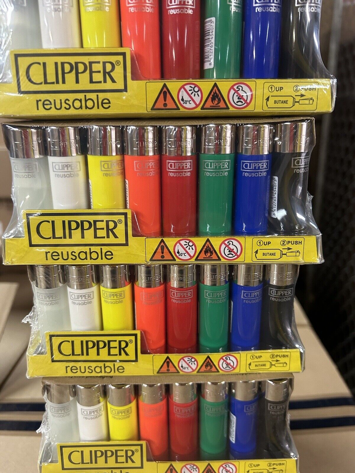 Clipper Lighters 48 Ct Solid Color Reusable Refillable
