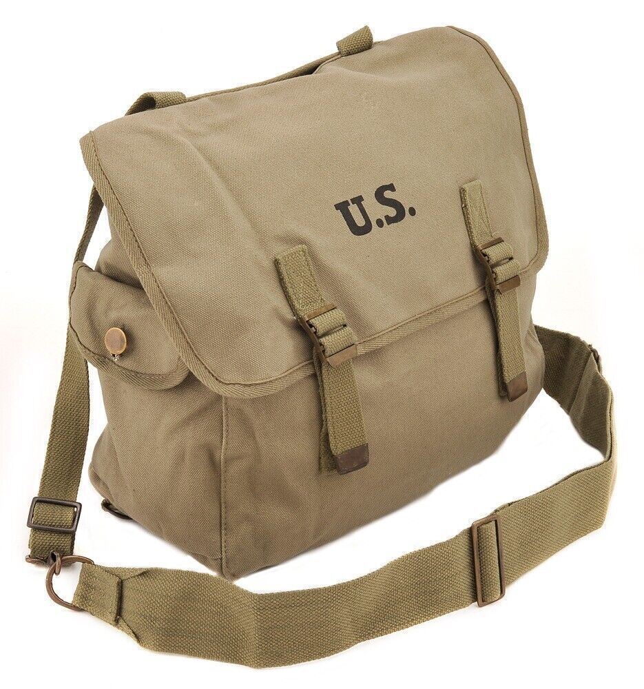 U.S. WW2 M1936 Musette Bag with Shoulder strap Dark OD marked JT&L 1944
