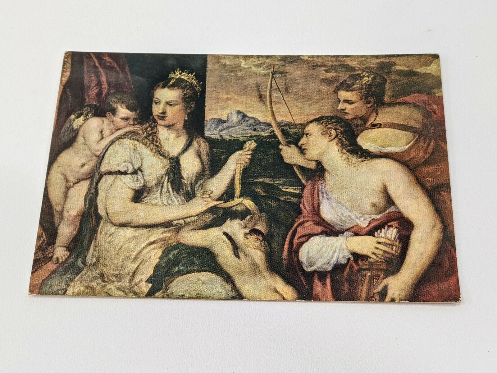 Vtg Postcard Titian: The punishment of Cupid, Venus blindfolding Cupid