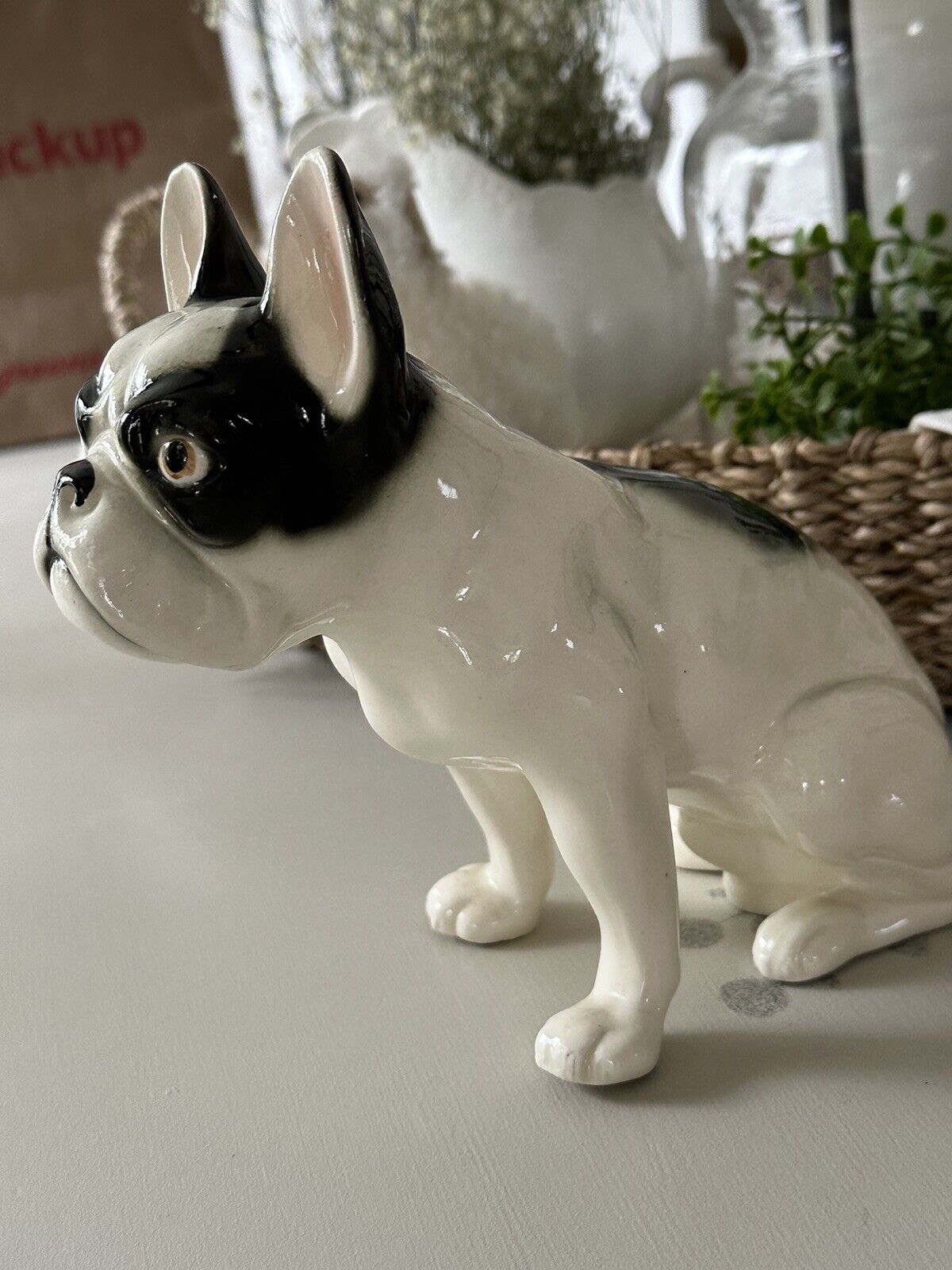 Antique German Porcelain French Bulldog Figurine