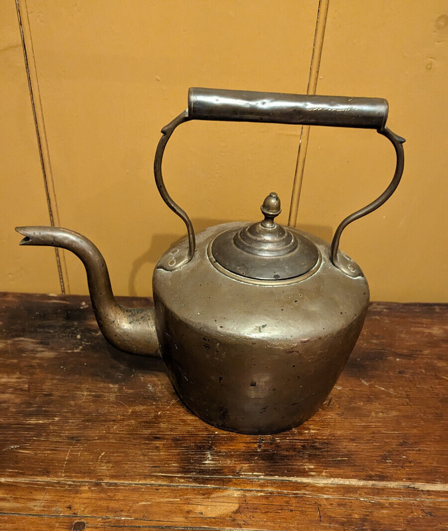 VTG Antique Large Solid Copper Brass Tea Kettle Tea Pot  J C & W Lord Birmingham