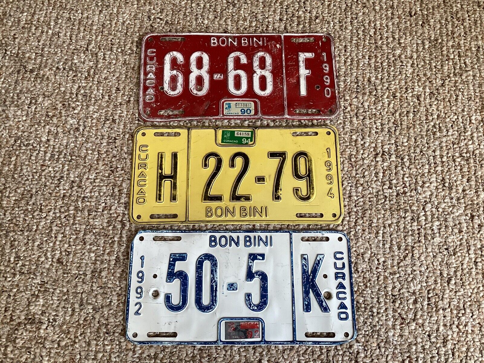 1990,92, 94 Curacao license plates