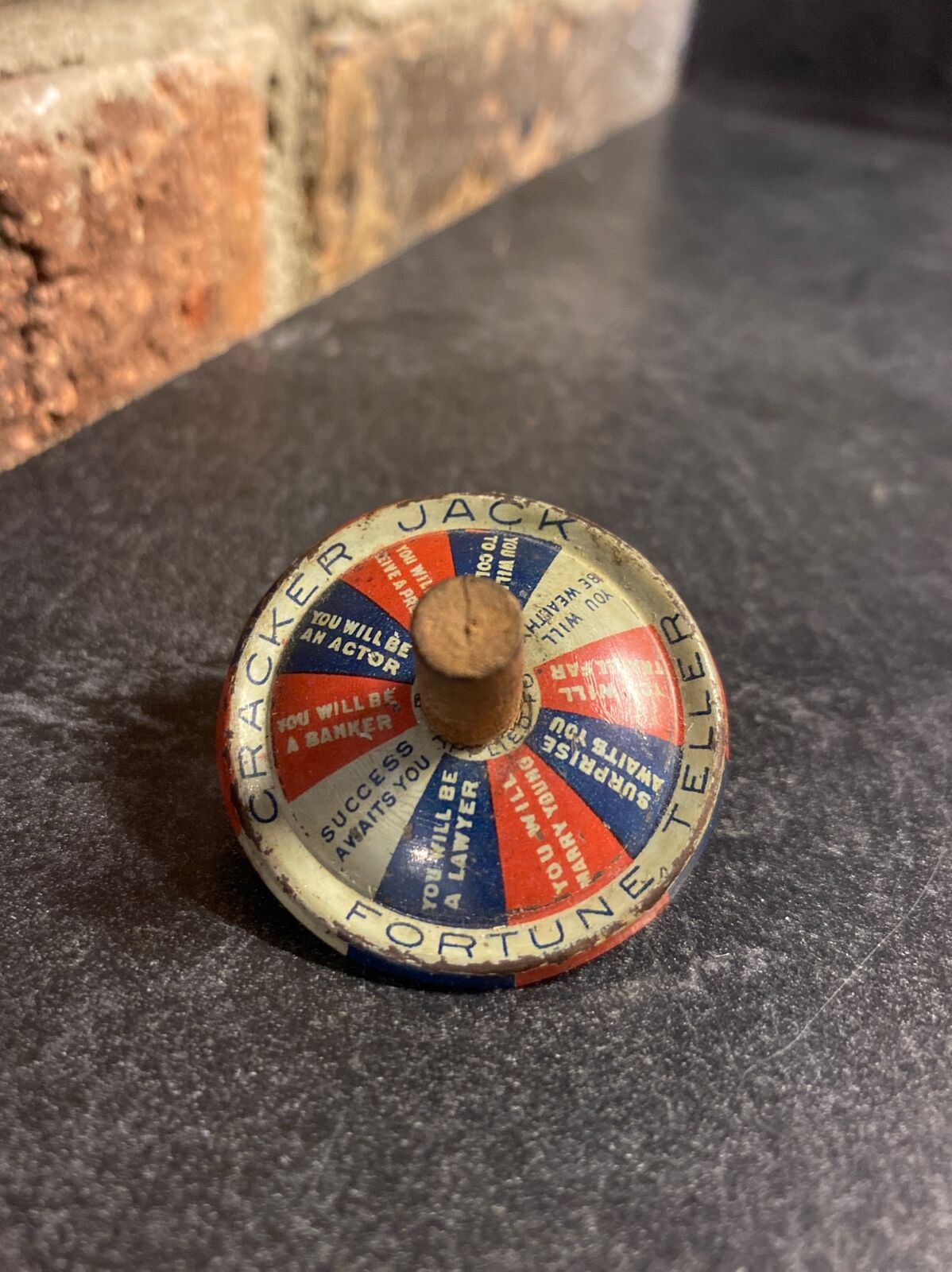RARE Antique Cracker Jack Toy Prize Fortune Teller Top- See Pics