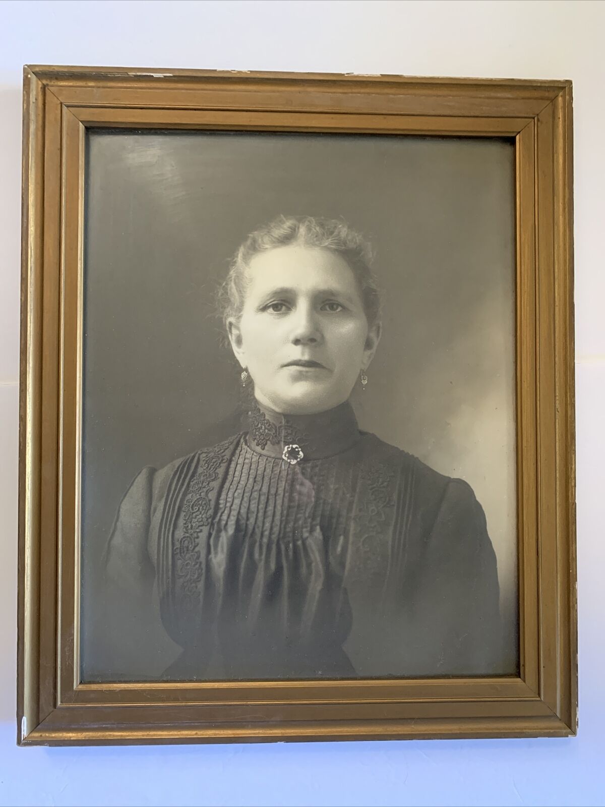 Antique Vintage Black & White Photograph Of Woman 1800’s Framed ancestors C PICS