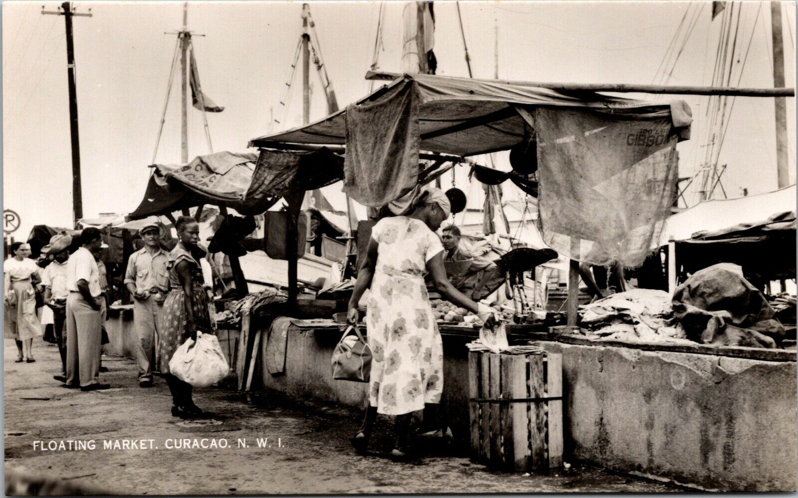 Curacao NWI Floating Market Real Photo Postcard