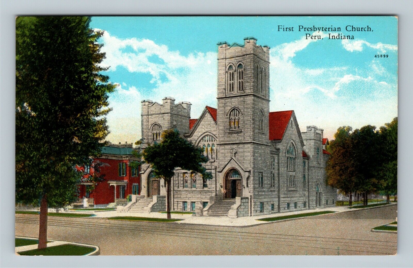 Peru IN, First Presbyterian Church, Indiana Vintage Postcard
