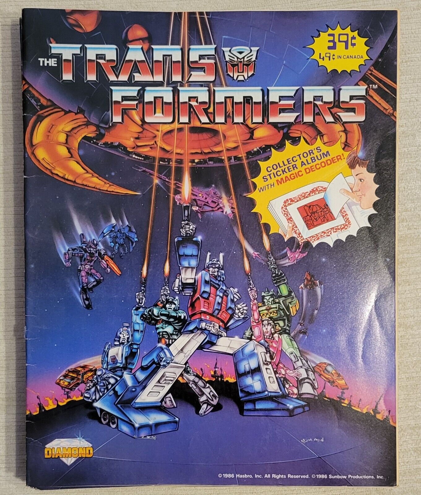 Vintage 1986 Hasbro Diamond Transformers Collector's Sticker Album Rare