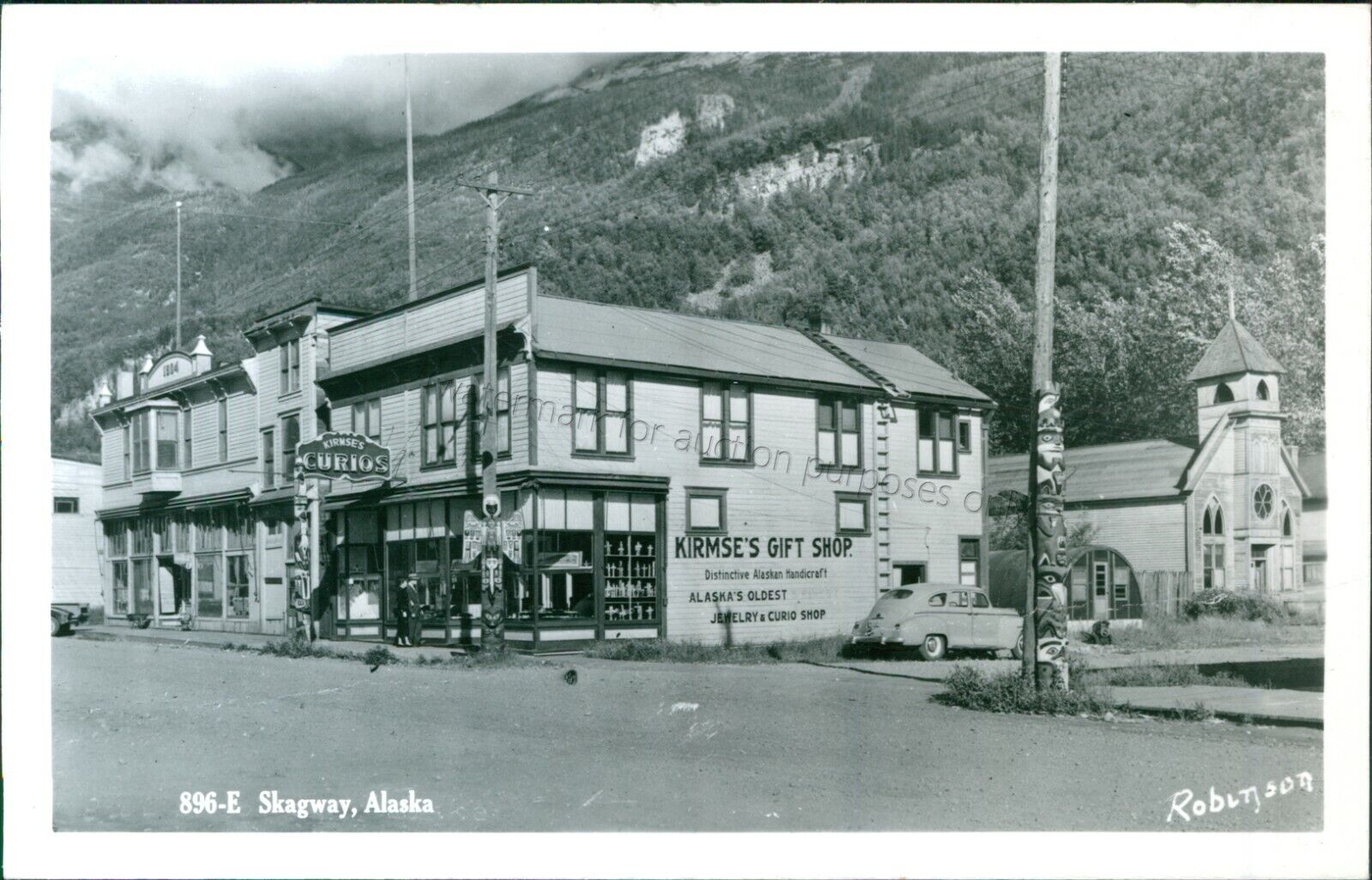 Skagway, Alaska: Kirmse\'s Gift Shop RPPC vintage AK Robinson Real Photo Postcard