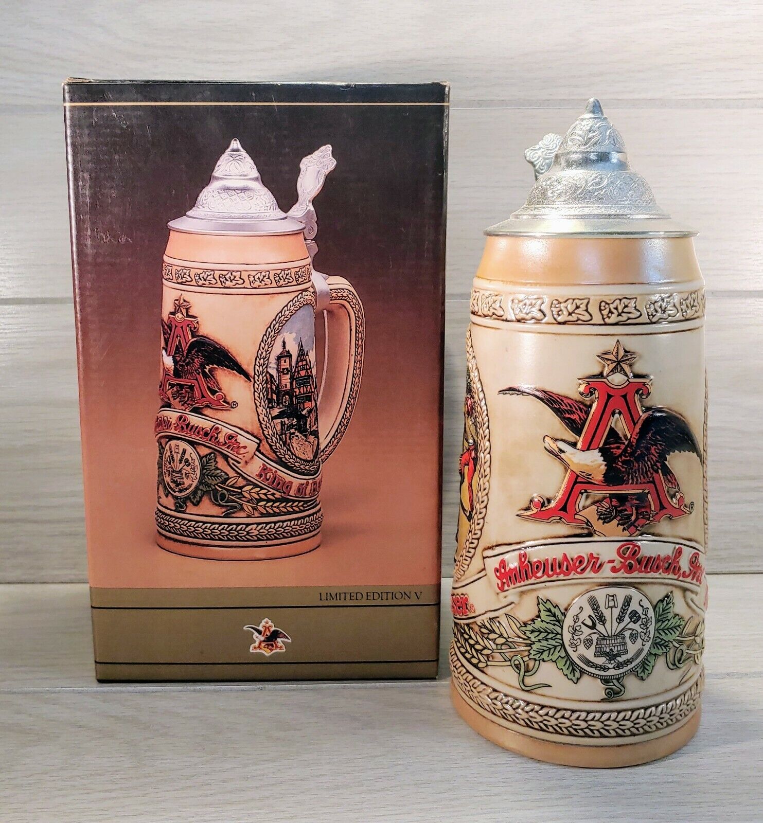 NIB Limited Edition V Budweiser Busch Stein Barware Mug Bar Beer Christmas Gift