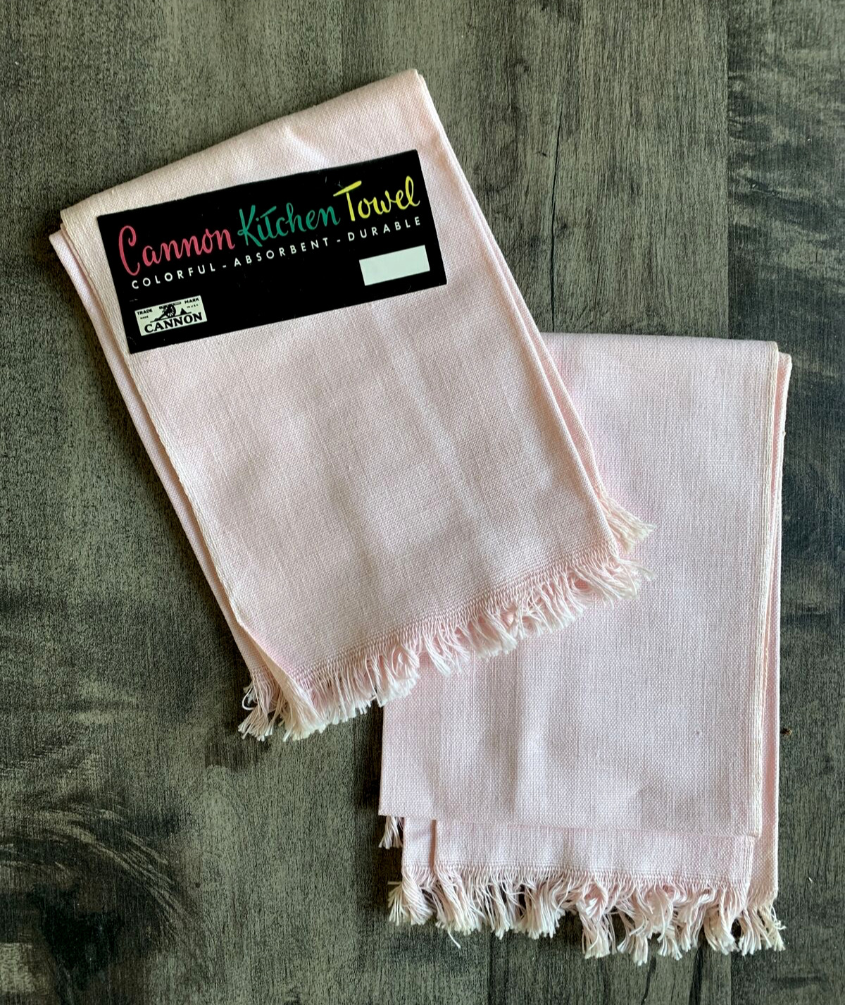 NEW (2) Vintage CANNON Pink All Cotton KITCHEN TOWELS Deadstock NOS