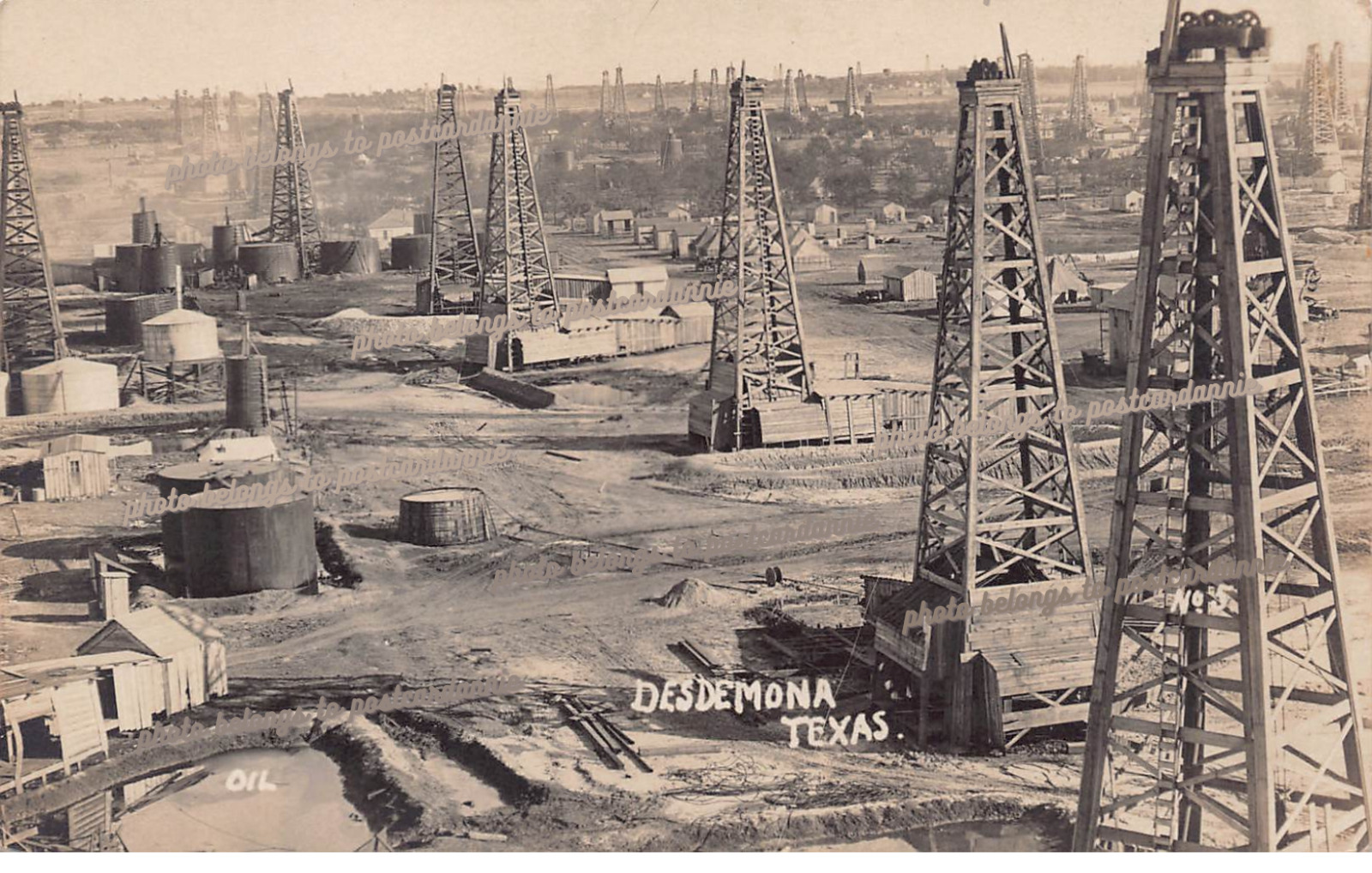RPPC Desdemona TX Texas Oil Field now Ghost Town near Abilene Photo Postcard D38