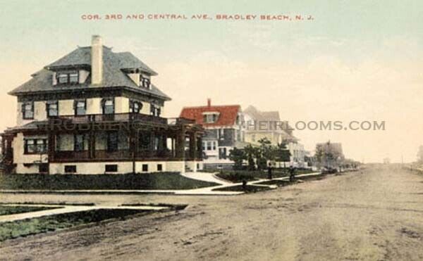 1908 Bradley Beach NJ 3rd & Central Aves Homes Shore Vintage Postcard Art Print