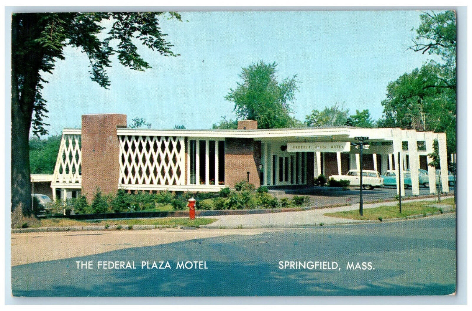 c1950 The Federal Plaza Motel Springfield Massachusetts MA Vintage Postcard